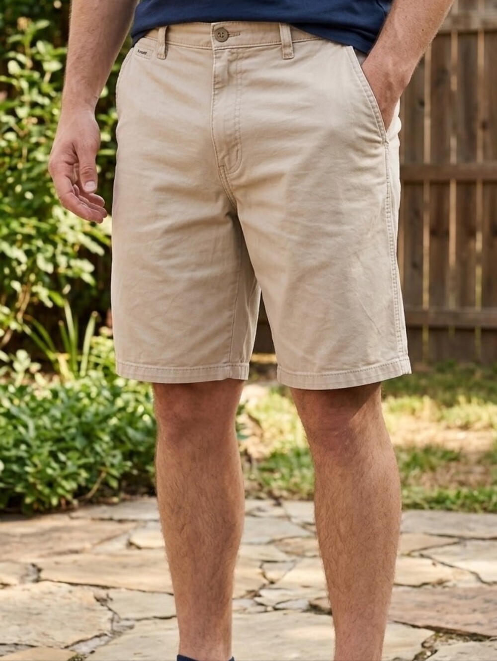 Wrangler Men’s Chino Shorts 32 Khaki Flat Front 9" Inseam Casual